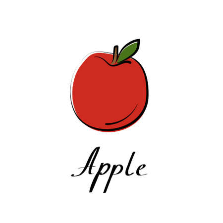 Apple vector cartoon flat illustration. Fresh berry fruit and vegetable logo.のイラスト素材