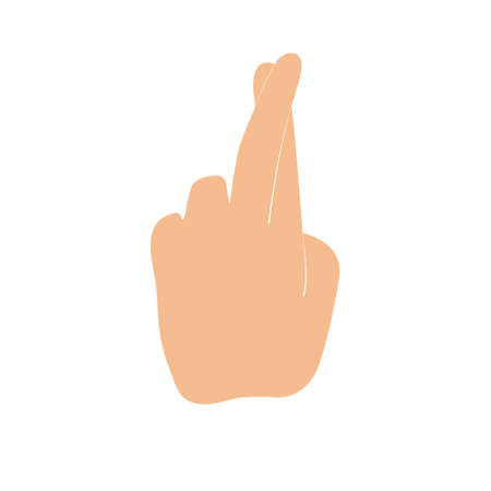 Finger crossed gesture. Good luck wishes. Index and middle finger. Hand simple vector illustration.のイラスト素材