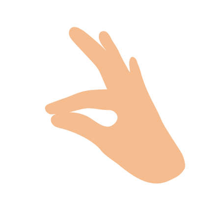 Pinch gesture. Showing a tiny object. Human hand isolated vector illustrationのイラスト素材