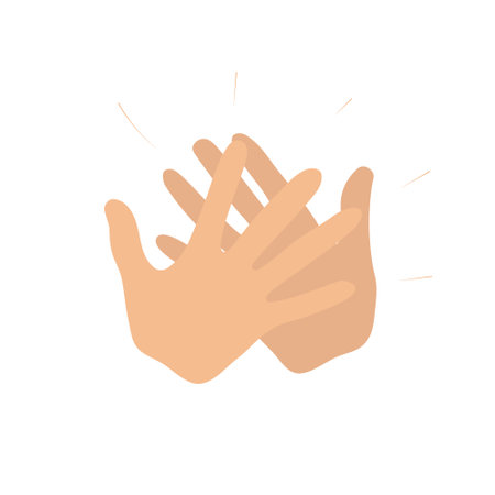 High five, clap gesture. Styled hands. Simple vector flat illustration.のイラスト素材