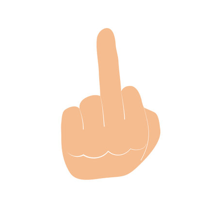 Hand, middle finger. Fuck you symbol. Vector simple illustration.のイラスト素材