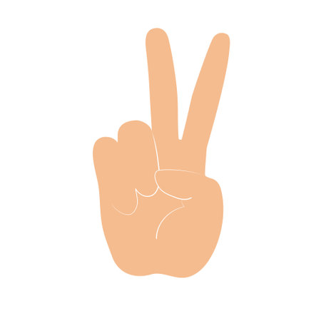 Victory sign. hand gesture. Forefinger and middle finger, peace sign. simple vector illustration.のイラスト素材