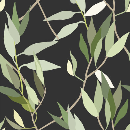 Abstract seamless pattern with leaves. illustration background for various surfaces. Trendy hand drawn textures.のイラスト素材