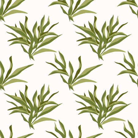 Abstract seamless pattern with leaves. Vector background for various surfaces. Trendy hand drawn textures.のイラスト素材
