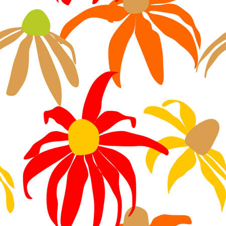 Abstract seamless pattern with leaves and flowers. Vector background for various surfaces. Trendy hand drawn textures.のイラスト素材