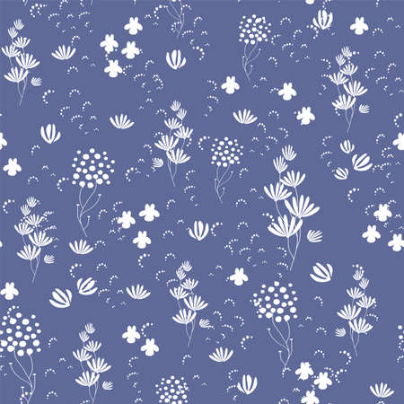 Abstract seamless pattern with leaves and flowers. Vector background for various surfaces. Trendy hand drawn textures.のイラスト素材