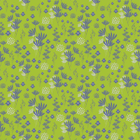 Abstract seamless pattern with leaves and flowers. Vector background for various surfaces. Trendy hand drawn textures.のイラスト素材