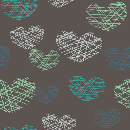 Vector seamless. pattern with abstract hearts. Vector background for various surfaces. Trendy hand drawn textures.のイラスト素材