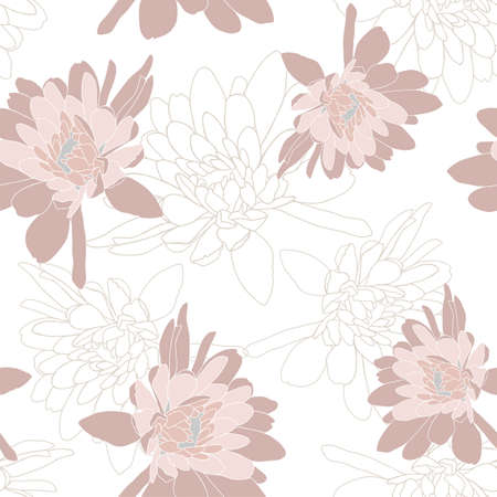 Abstract seamless pattern with leaves and flowers. Vector background for various surfaces. Trendy hand drawn textures.のイラスト素材