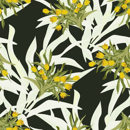 Abstract seamless pattern with flowers. Vector background for various surface.のイラスト素材