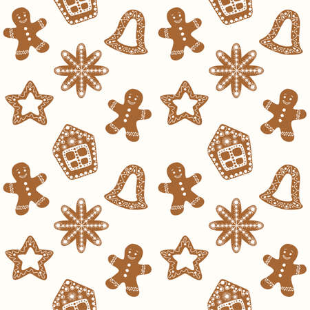 Seamless pattern wiht gingerbread. Vector design template.