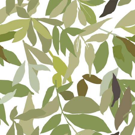 Abstract seamless pattern with leaves. Vector background for various surfaces. Trendy hand drawn textures.のイラスト素材