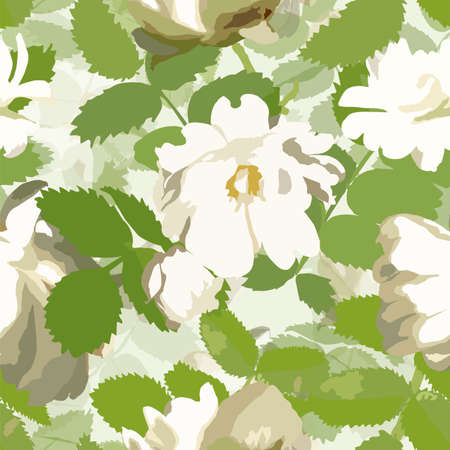 Floral abstract seamless pattern with roses. Trendy hand drawn textures. Modern abstract design for paper, fabric, interior decor and other users.のイラスト素材