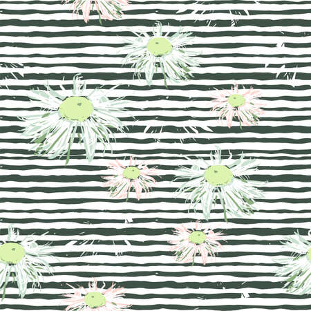 Abstract seamless pattern with leaves and flowers. Vector background for various surfaces. Trendy hand drawn textures.のイラスト素材