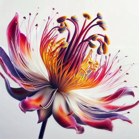 Flower on white background. 3d rendering, 3d illustration.の素材