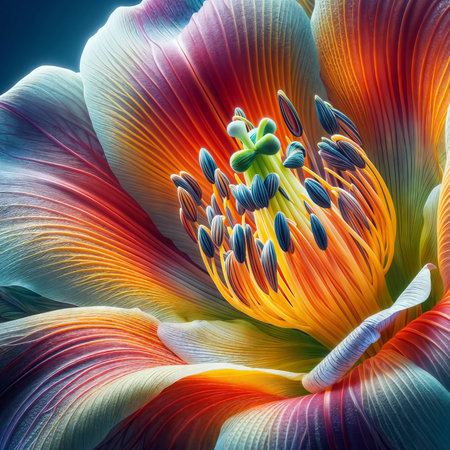 Macro closeup of pistil and stamens of a flowerの素材