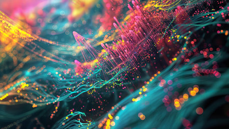 3d illustration of abstract background with blurred particles and bokeh effectsの素材