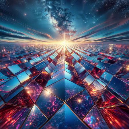 Abstract image of the city in futuristic style. 3D Renderingの素材