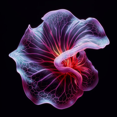 Hibiscus flower on black background. 3D illustration.の素材