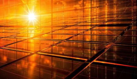 abstract background with solar panels on a dark background. 3d renderの素材