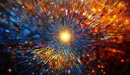 abstract background with glowing particles and rays of light. 3d renderingの素材