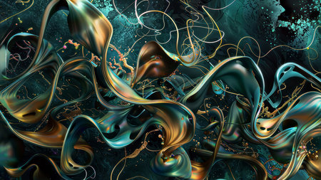 Swirling Flowers: A Painting of a Bunch of Flowers with Fractal Silk and Biomechanical Fluidの素材