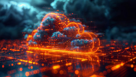 Cloud Data Dreamscape: Digital artwork with a message of collaboration.の素材