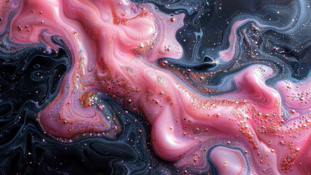 Pink & Black Magic Swirls: Abstract painting with a touch of mystery.の素材