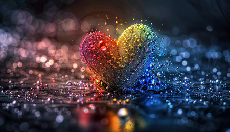 Rainbow Heart: Celebrate love and joy with this vibrant and colorful heart-shaped artwork.の素材