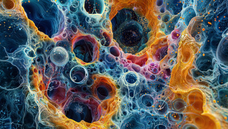 Fractal Symphony: Immerse yourself in a mesmerizing blend of color and form in this captivating abstract artwork.の素材