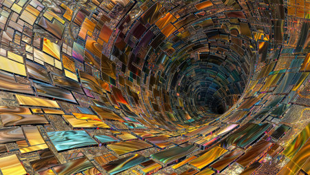 Wormhole Voyage: Journey into a mesmerizing abstract landscape with swirling colors and captivating depth.の素材