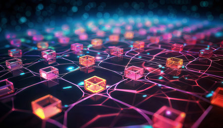 Behold the harmonious unity of these interconnected cubes, creating a stunning visual spectacle that captivates the eye.の素材