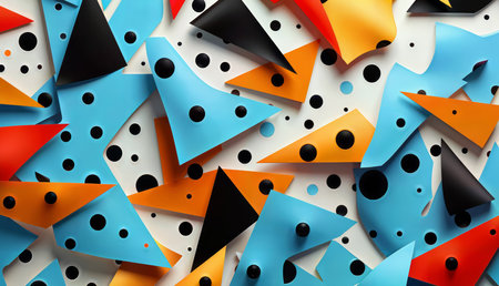 Geometric Playground: A playful and colorful background featuring various shapes in a 3D abstract style.の素材