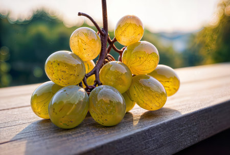 Organic Wine Paradise: Grapes Bathed in Golden Lightの素材