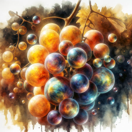 Cyrilic Grapes: A Detailed Painting in a Masterful Styleの素材