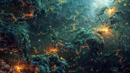 Fractal Fantasy World: Highly detailed fractal art with intricate details, creating a fantastical and immersive experience.の素材
