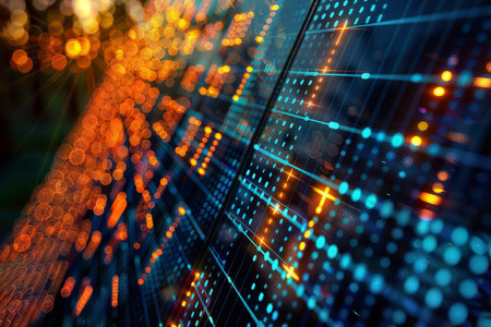 Detailed Computer Screen: Close-up of a computer screen with intricate details, ideal for tech-themed projects.の素材