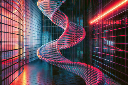 DNA Helix Fractal: Abstract representation of a DNA helix using fractal patterns.の素材