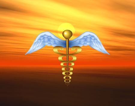 Medical symbol on natural background. Digital illustration.の写真素材
