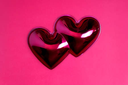 Background with inflated red hearts. High quality photo