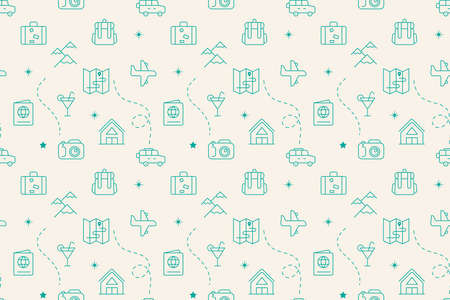 Pattern with travel icons. Vector illustrationのイラスト素材