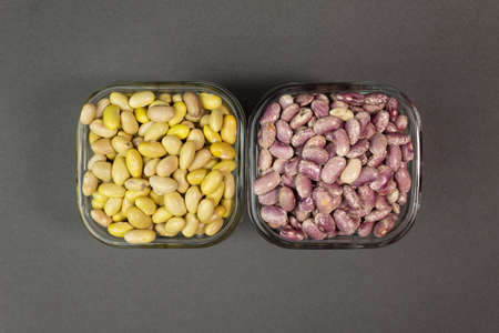 Beans on glass container. High quality photo