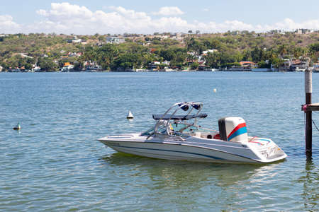 Boat in the port of the lagoon of Mexico. High quality photoの写真素材