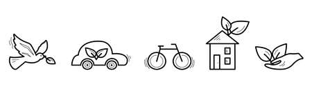 vector symbols black and white ecological iconsのイラスト素材