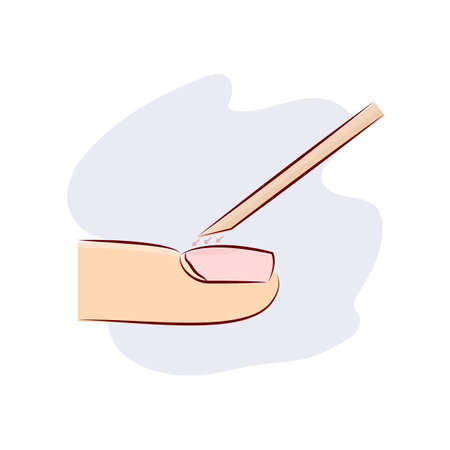 manicure pushing back the cuticle by orange wood stick vector illustrationのイラスト素材