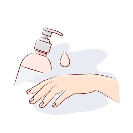 the benefits of daily hand lotion usage, hand moisturizing, cream applying flat vector illustration, spa treatment, manicure step, home body careのイラスト素材