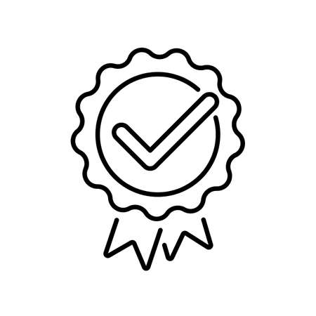 badge with ribbons vector icon, winning award, prize, medal or badge flat iconのイラスト素材