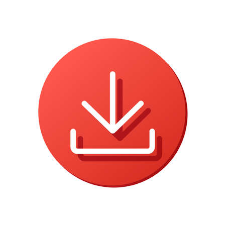 download red rounded button, update sign, white arrow vector icon