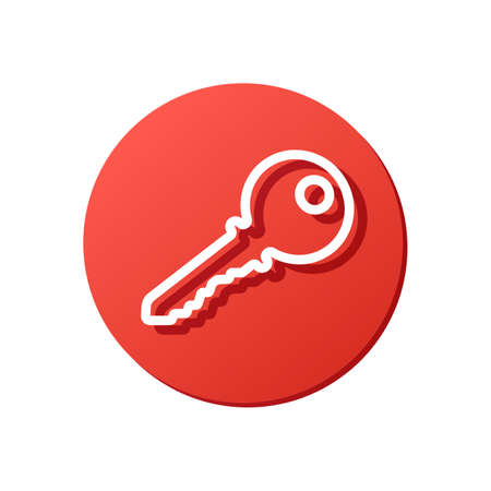 Key red rounded vector icon, outline style sign, simple symbol for website or mobile application button, unlockのイラスト素材