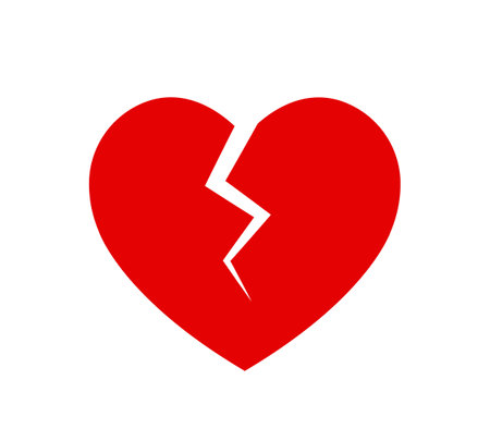 red broken heart, divorce symbol, heartbreak, flat vector iconのイラスト素材